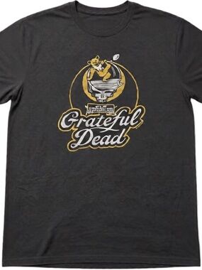 HOMAGE Black Grateful Dead Yellow & White Graphic Tee